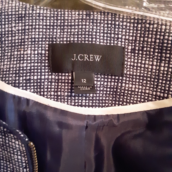 J Crew Navy & White Checked Cotton Cropped Jacket - Picture 2 of 10